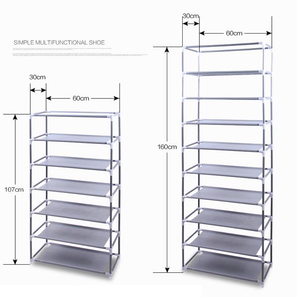10 Layers 9 Grids Non-woven Fabric Shoe Cabinet Wine Red Color