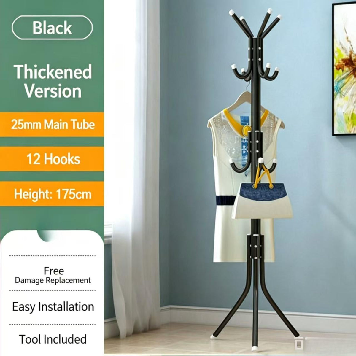 Freestanding Coat Rack And Multi-tier Metal Storage Unit Suitable For Offices And Entryways.