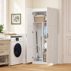 Farmhouse Pantry Cabinet, 71" Tall Kitchen Pantry Storage Cabinet with Soft-Close Hinges, Adjustable Shelves, White