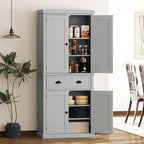 72.5" Kitchen Cabinet, Pantry Storage Cabinet with Doors and Shelves, Freestanding Food Pantry Cabinet, Gray
