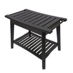 Shower Bench Wood Water Proof Ergonomic Shower Stool With Storage Shelf For Bathroom Spa Black