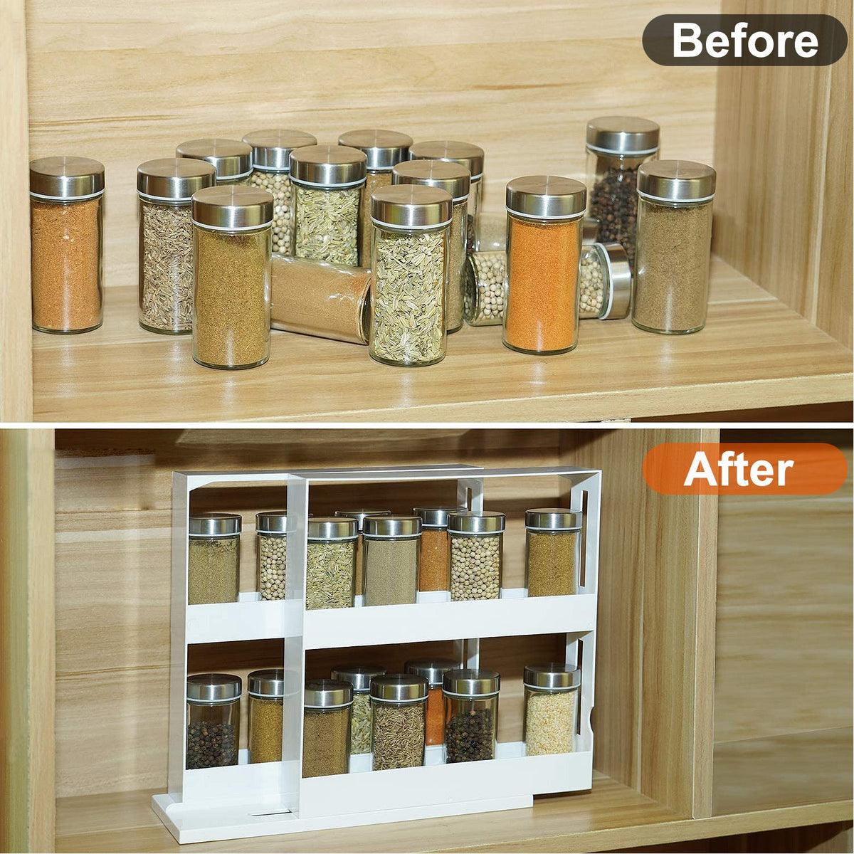 1Pc Swivel Cabinet Organizer Revolving Kitchen Rack Spice Organizer For Cabinet Condiment Holder Shelf