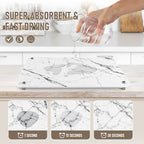 15.75 In. X 11.81 In. White Marble Look Stone Drying Mat For Kitchen, Water Absorbent Diatomaceous Stone Dish Drying Mat