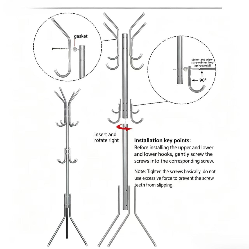 Freestanding Coat Rack And Multi-tier Metal Storage Unit Suitable For Offices And Entryways.