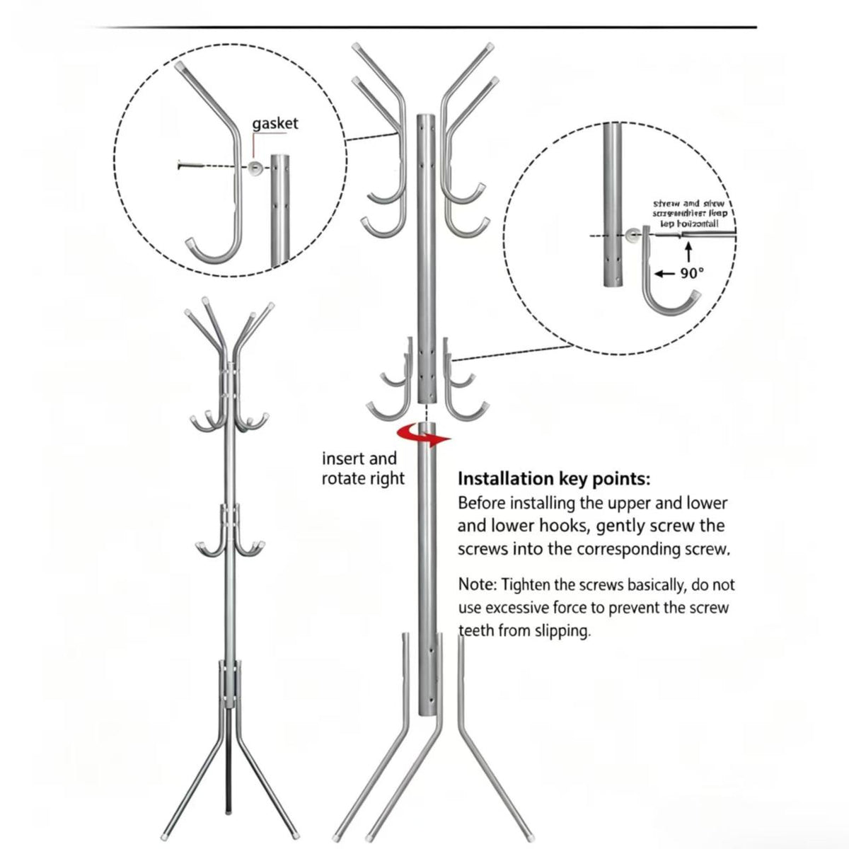Freestanding Coat Rack And Multi-tier Metal Storage Unit Suitable For Offices And Entryways.
