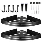 2Pcs Corner Shower Caddy Shelf Adhesive Bathroom Wall Mounted Storage Racks Aluminum Organizers For Bathroom Toilet Kitchen Dorm