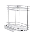Pull Out Spice Rack Organizer For Cabinet, 2 Tier Slide Out Spice Rack Organizer, Heavy Duty Metal Seasoning Kitchen Basket For Inside Cabinets & Pantry Closet, 4.33"W X 8.46"D X 10.43"H, Silver