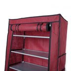 10 Layers 9 Grids Non-woven Fabric Shoe Cabinet Wine Red Color