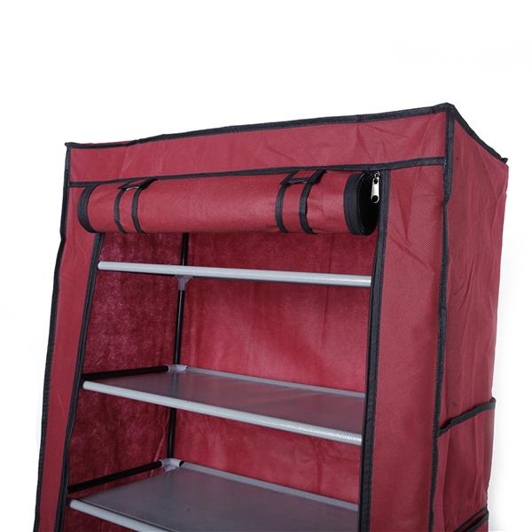 10 Layers 9 Grids Non-woven Fabric Shoe Cabinet Wine Red Color