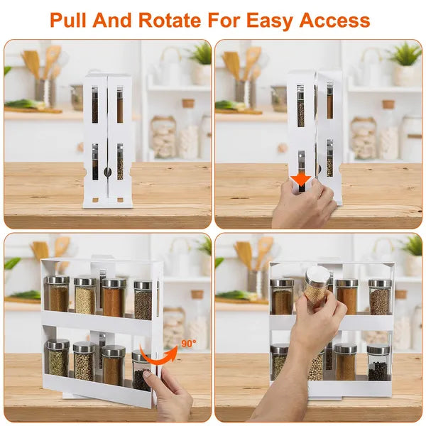 Swivel Cabinet Organizer Revolving Kitchen Rack Spice Organizer For Cabinet Condiment Holder Shelf