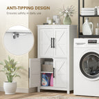 Bathroom Floor Storage Cabinet, Farmhouse Bathroom Cabinet with 4 Doors and Adjustable Shelf, White