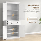 72" Kitchen Cabinet, Pantry Storage Cabinet with Doors and Shelves