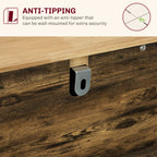 Kitchen Storage Cabinet, Sideboard Floor Cupboard with Solid Wood Top, Adjustable Shelf, and 3 Drawers, Brown