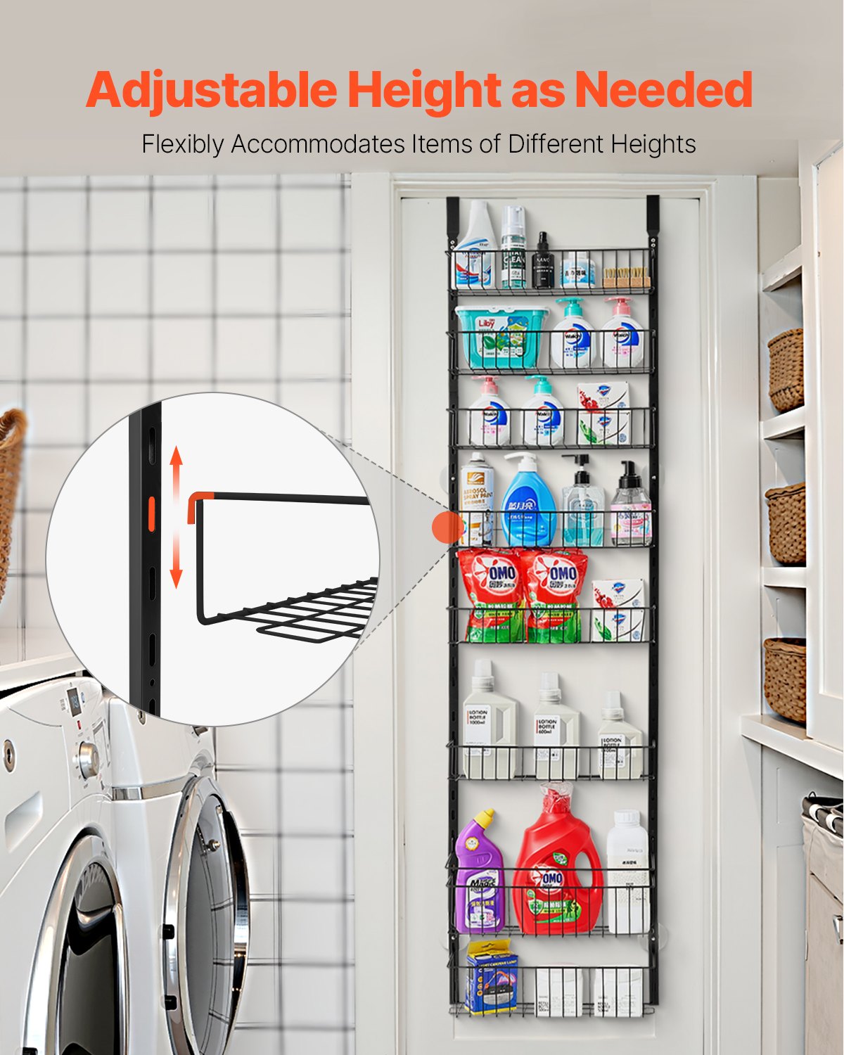 8-Tier Over-the-Door Pantry Organizer — Adjustable Kitchen Storage Rack