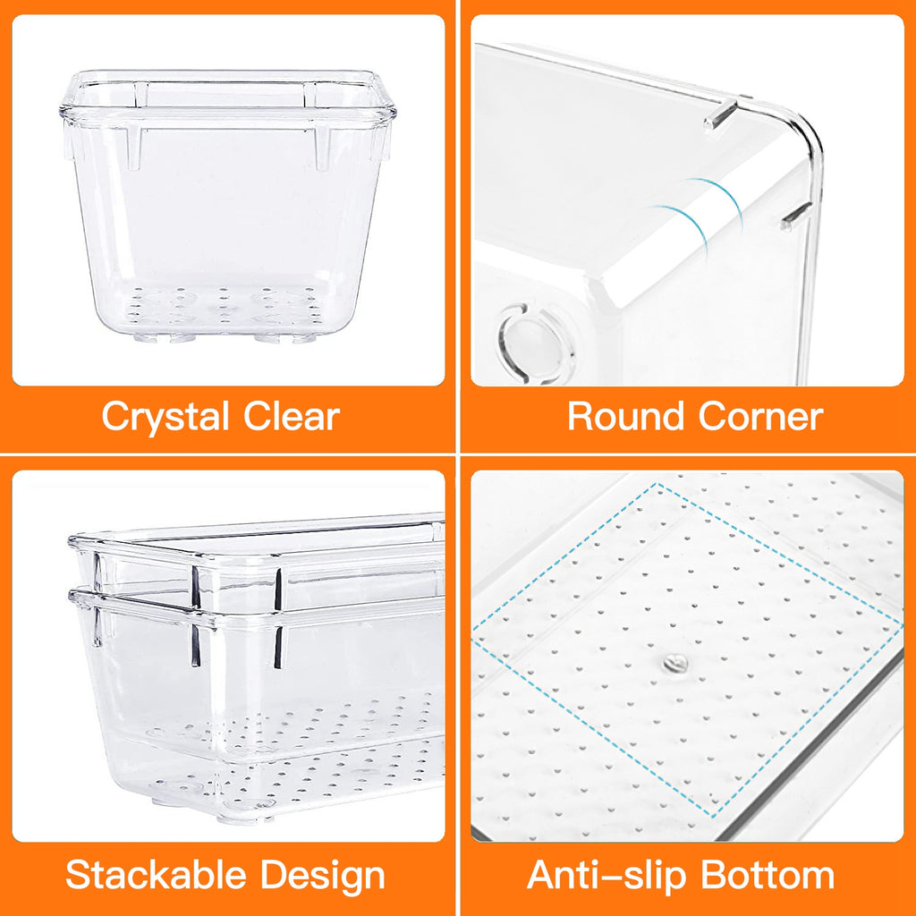 Clear Drawer Organizer Set — 25 Pieces in 4 Sizes
