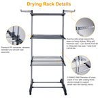 1Pc Clothes Drying Rack Rolling Collapsible Laundry Dryer Hanger Stand Rail Shelve Wardrobe Clothing Drying Racks With Dual Side Wings