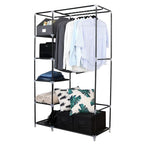 5 Layers Of 12 Lattice With Cloth Cover, 1 Clothes Rail, Non-woven Wardrobe 104.5x45.5x158cm