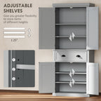 72.5" Kitchen Cabinet, Pantry Storage Cabinet with Doors and Shelves, Freestanding Food Pantry Cabinet, Gray