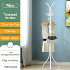 Freestanding Coat Rack And Multi-tier Metal Storage Unit Suitable For Offices And Entryways.