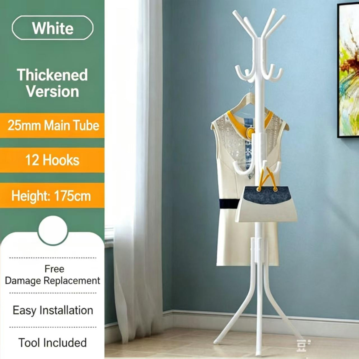 Freestanding Coat Rack And Multi-tier Metal Storage Unit Suitable For Offices And Entryways.