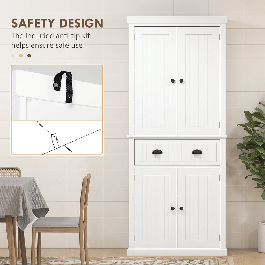 72" Kitchen Cabinet, Pantry Storage Cabinet with Doors and Shelves