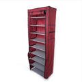 10 Layers 9 Grids Non-woven Fabric Shoe Cabinet Wine Red Color