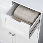 Freestanding Bathroom Storage Cabinet, Floor Cabinet with 2 Drawers, Adjustable Shelf, for Bathroom, Living Room or Entryway, White
