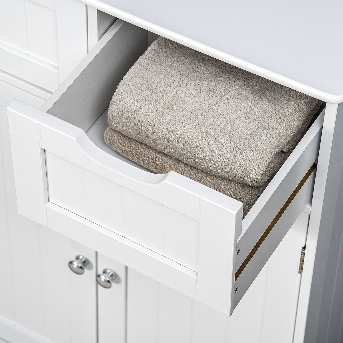 Freestanding Bathroom Storage Cabinet, Floor Cabinet with 2 Drawers, Adjustable Shelf, for Bathroom, Living Room or Entryway, White