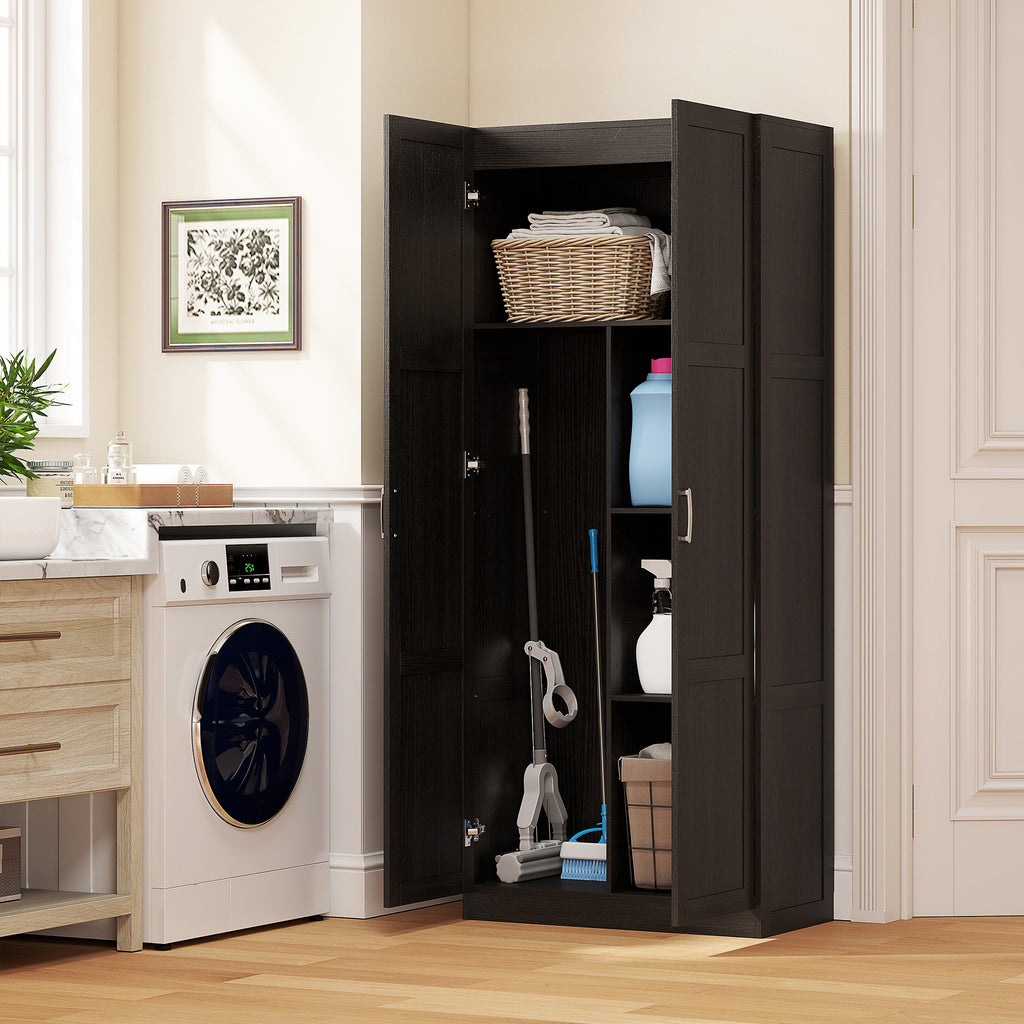 Farmhouse Pantry Cabinet, 71" Tall Kitchen Pantry Storage Cabinet with Soft-Close Hinges, Adjustable Shelves, Espresso