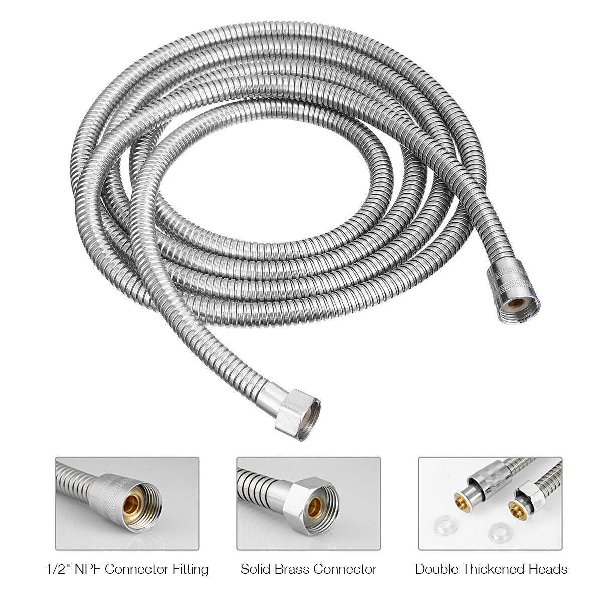 118inch 3 M Shower Hose Flexible Stainless Steel Chrome Shower Head Hose Pipe
