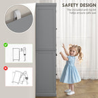 72.5" Kitchen Cabinet, Pantry Storage Cabinet with Doors and Shelves, Freestanding Food Pantry Cabinet, Gray