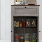 Farmhouse Sideboard Storage Cabinet with Doors and Drawer for Kitchen, Living room, 23.5"x11.75"x34.5", Gray