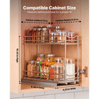Pull Out Spice Rack Organizer For Cabinet, 2 Tier Slide Out Spice Rack Organizer, Heavy Duty Metal Seasoning Kitchen Basket For Inside Cabinets & Pantry Closet, 4.33"W X 8.46"D X 10.43"H, Silver