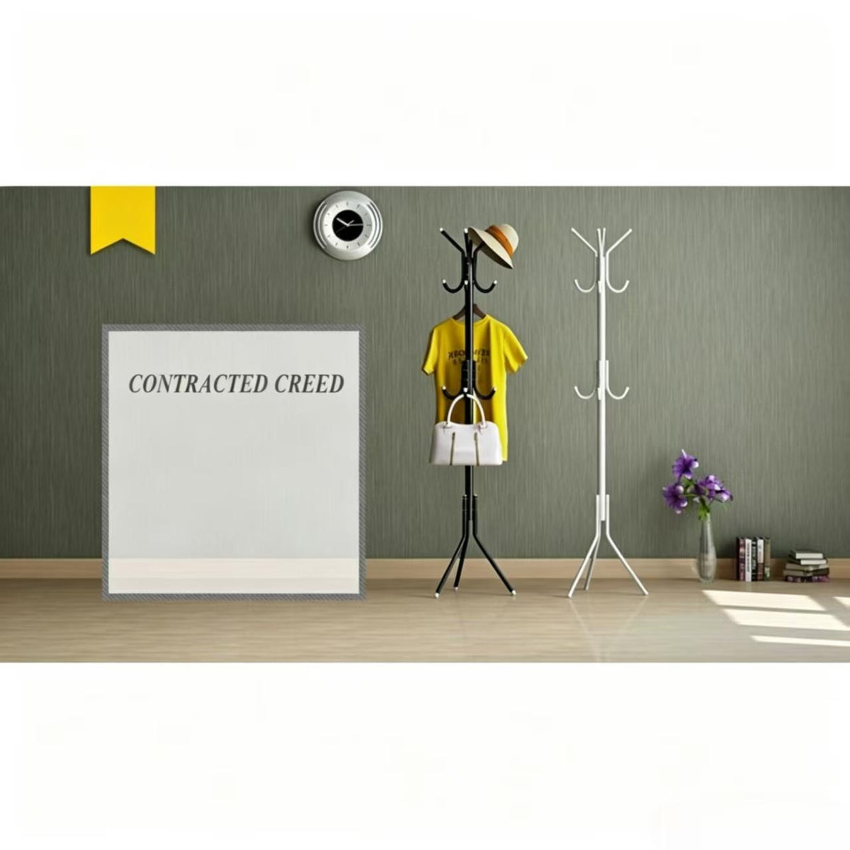 Freestanding Coat Rack And Multi-tier Metal Storage Unit Suitable For Offices And Entryways.