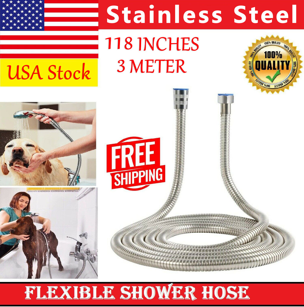 118inch 3 M Shower Hose Flexible Stainless Steel Chrome Shower Head Hose Pipe