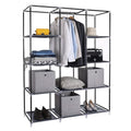 Non Woven Wardrobe 4 Layers 10 Grids 130 X 45 X 167cm - Gray