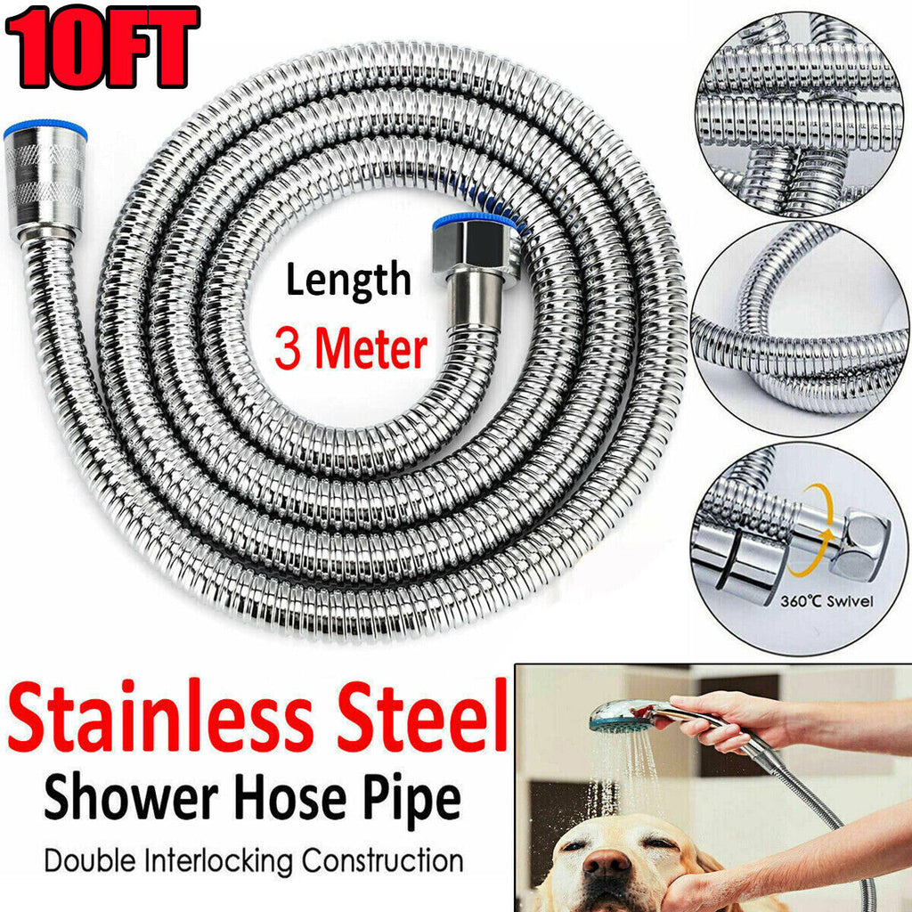 118inch 3 M Shower Hose Flexible Stainless Steel Chrome Shower Head Hose Pipe