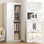 Farmhouse Pantry Cabinet, 71" Tall Kitchen Pantry Storage Cabinet with Soft-Close Hinges, Adjustable Shelves, White