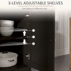 Kitchen Storage Sideboard, Farmhouse Buffet Cabinet with Barn Style Doors, Drawers, Adjustable Shelves, Black